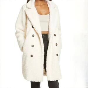 NWT BLANKNYC Faux Fur Teddy Coat - Sea Salt Ivory - Creamy White - Size L